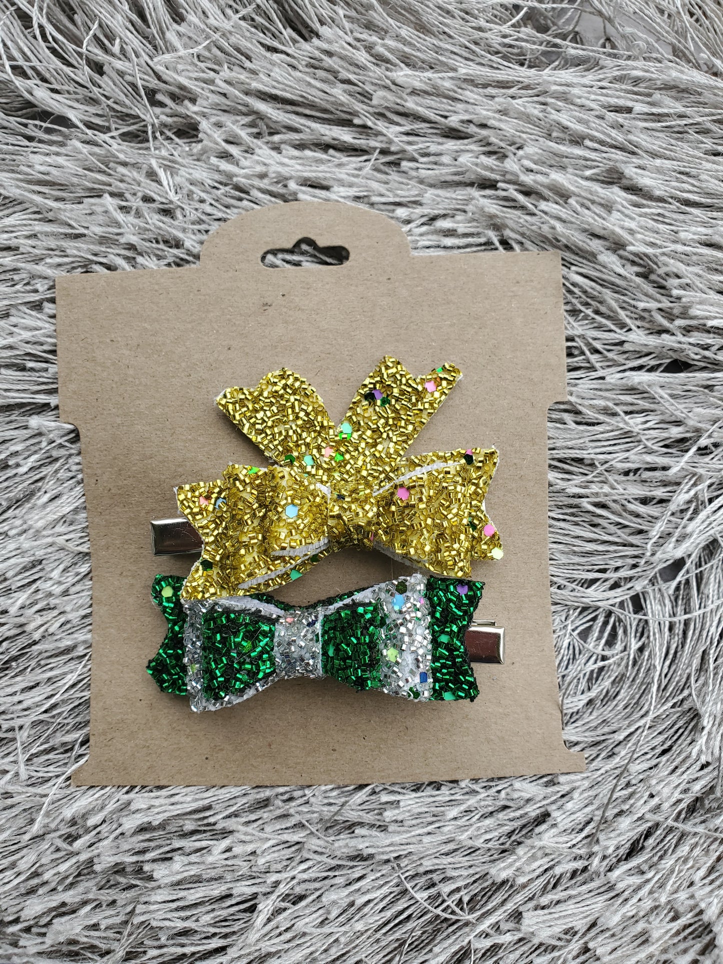 Tinsel glitter bow, christmas headpiece,
