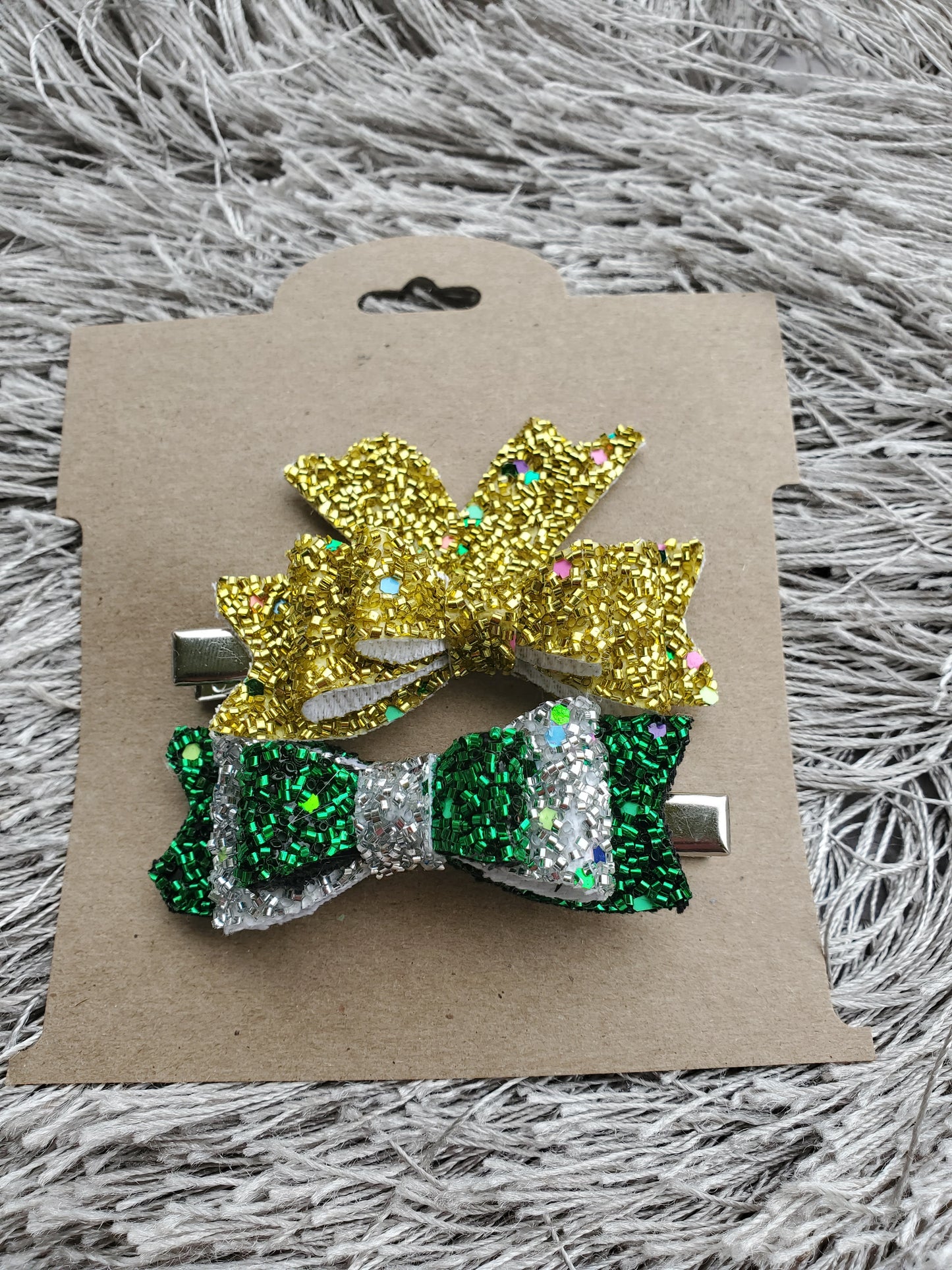 Tinsel glitter bow, christmas headpiece,