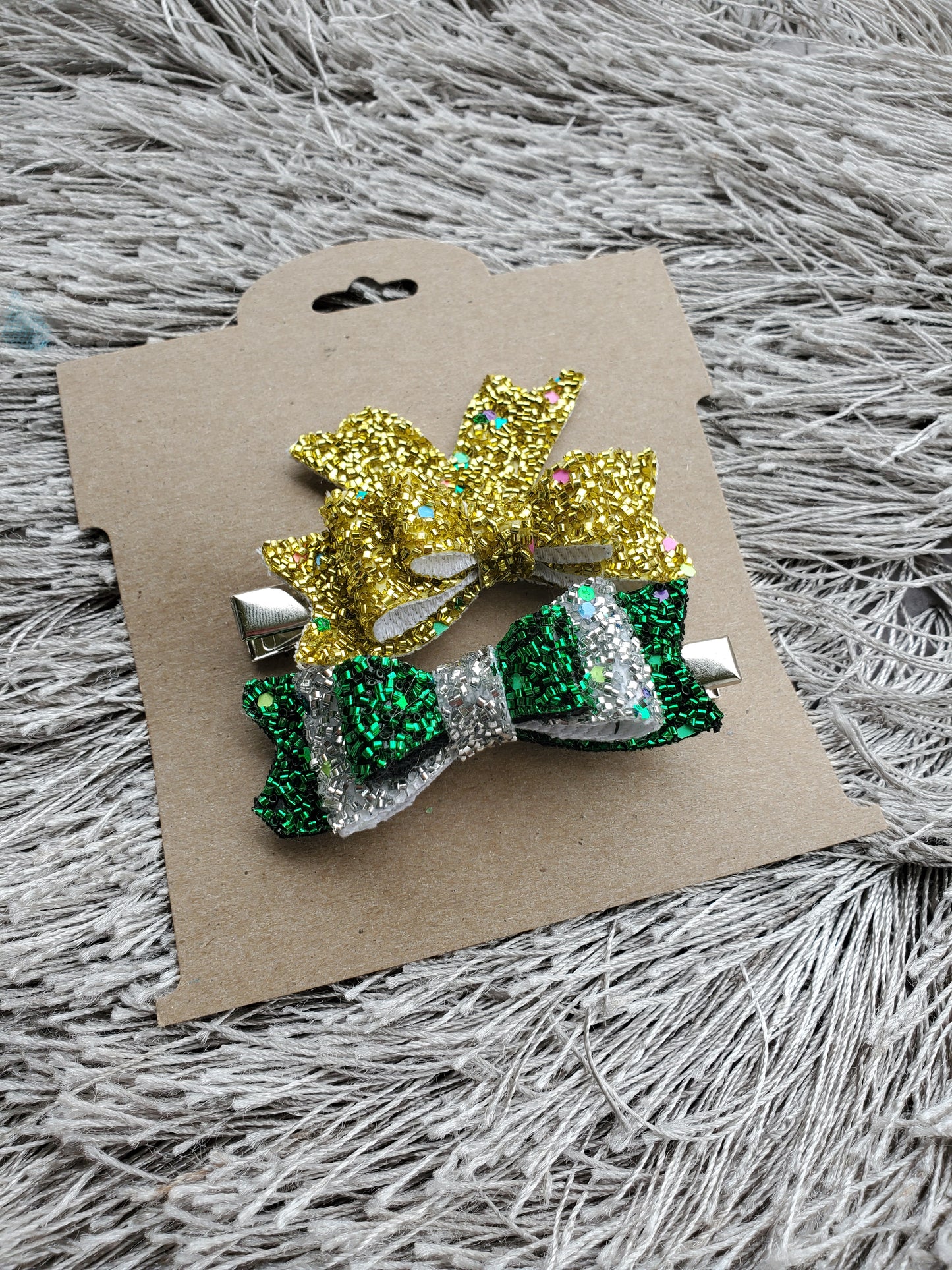 Tinsel glitter bow, christmas headpiece,