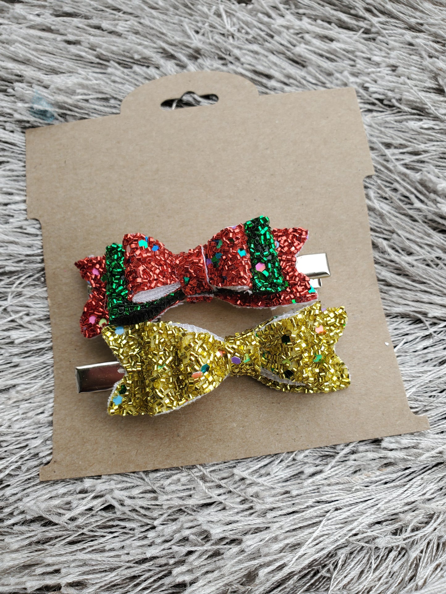 Tinsel glitter bow, christmas headpiece,