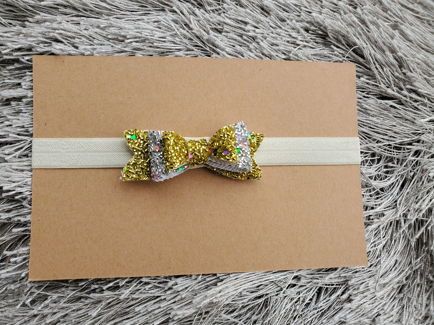 Tinsel glitter bow, christmas headpiece,