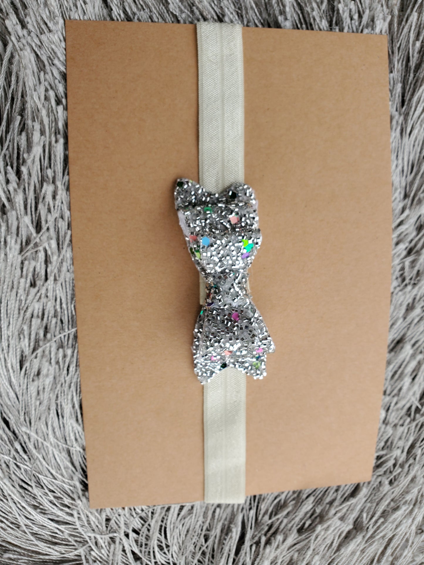 Tinsel glitter bow, christmas headpiece,