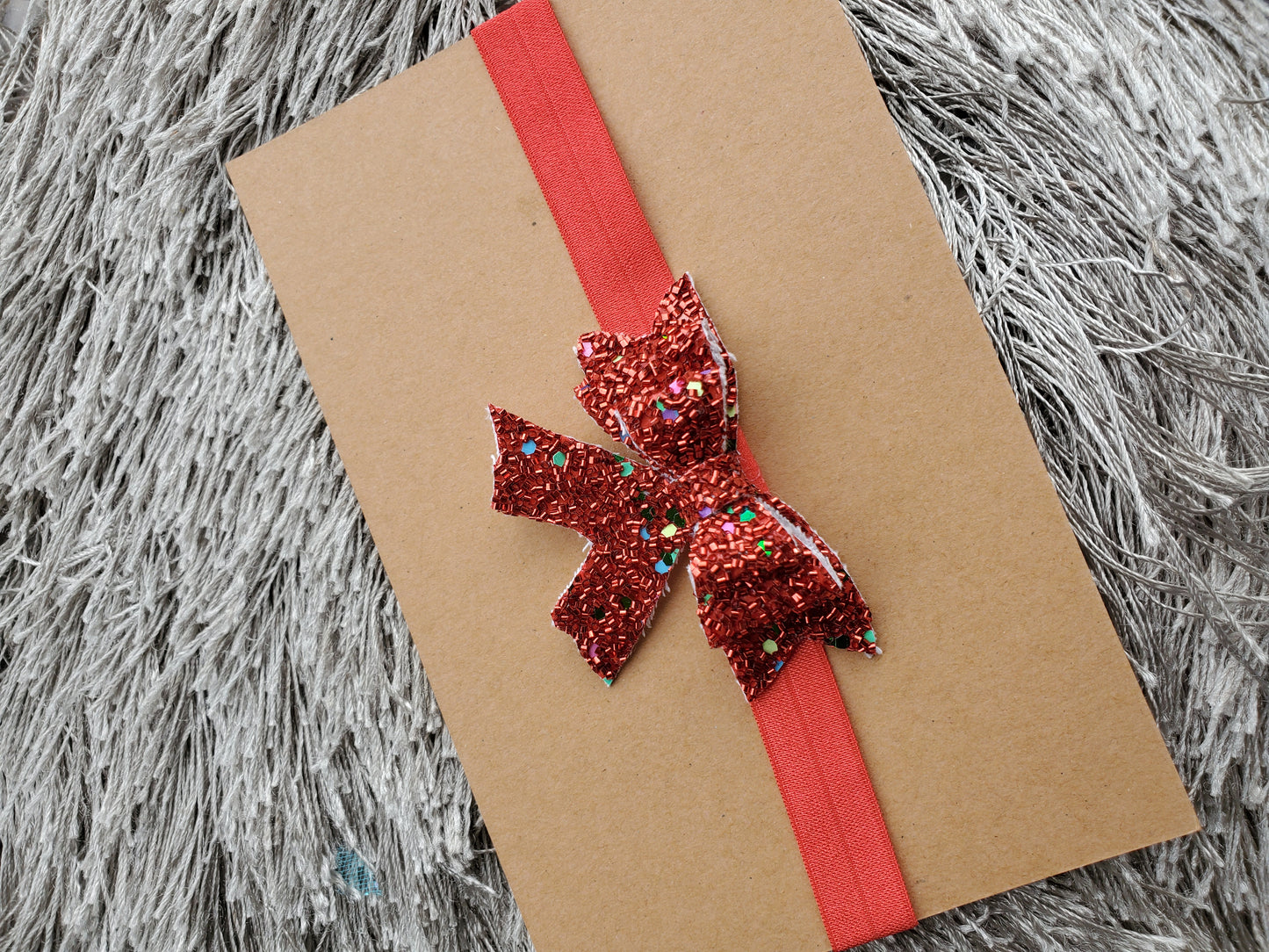 Tinsel glitter bow, christmas headpiece,