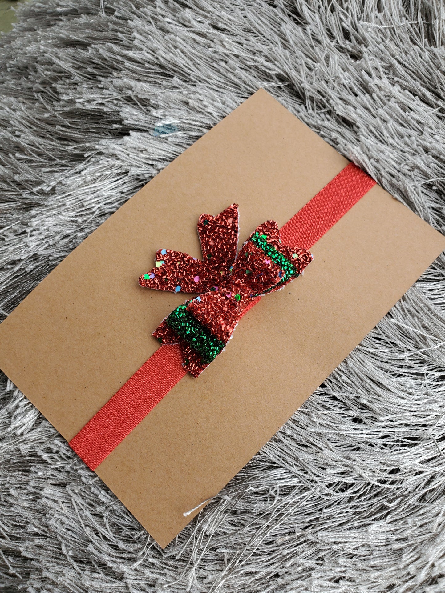 Tinsel glitter bow, christmas headpiece,