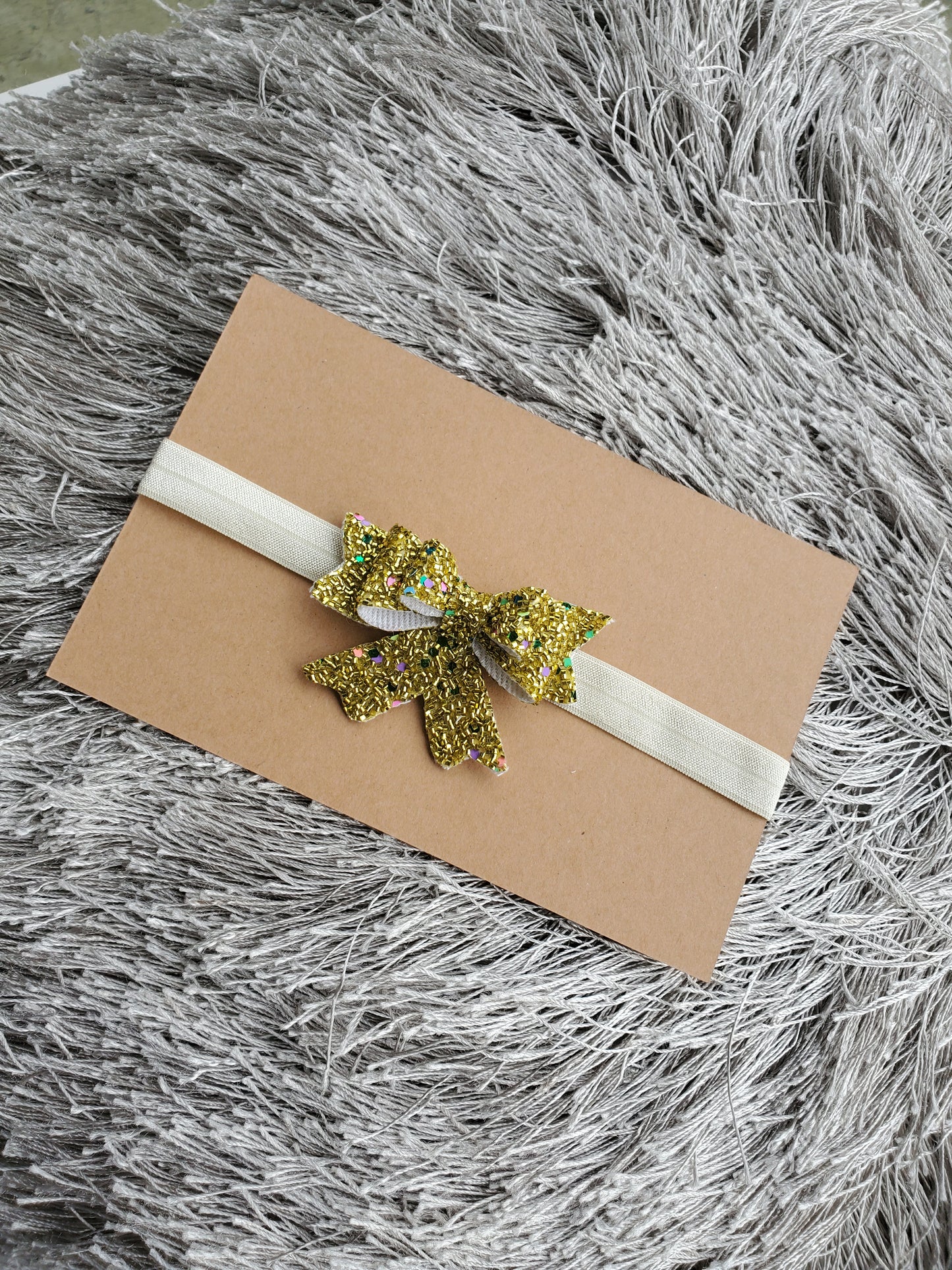 Tinsel glitter bow, christmas headpiece,