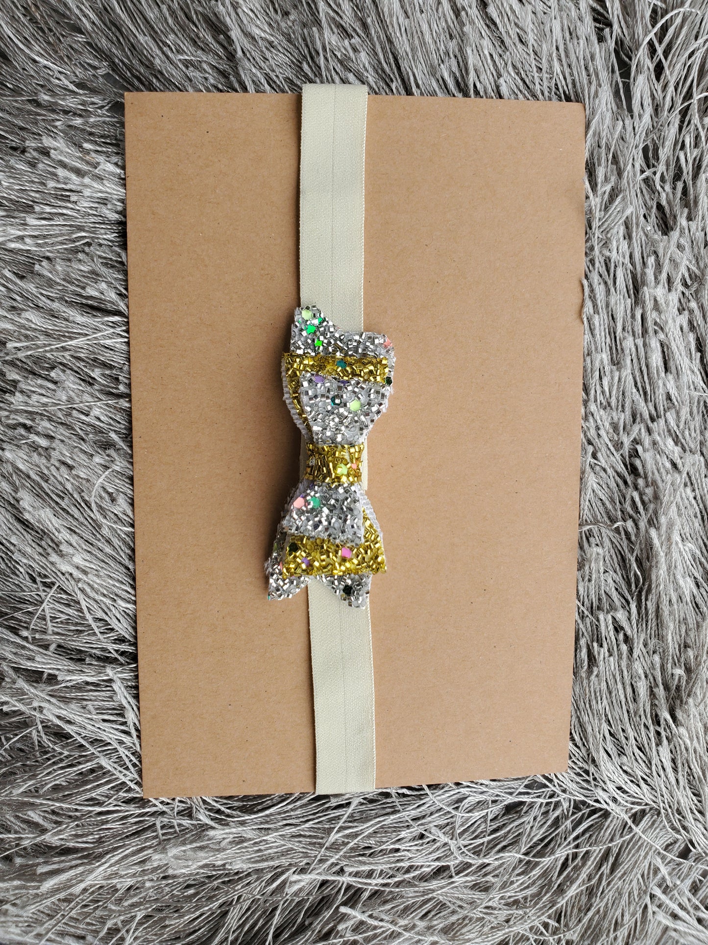 Tinsel glitter bow, christmas headpiece,