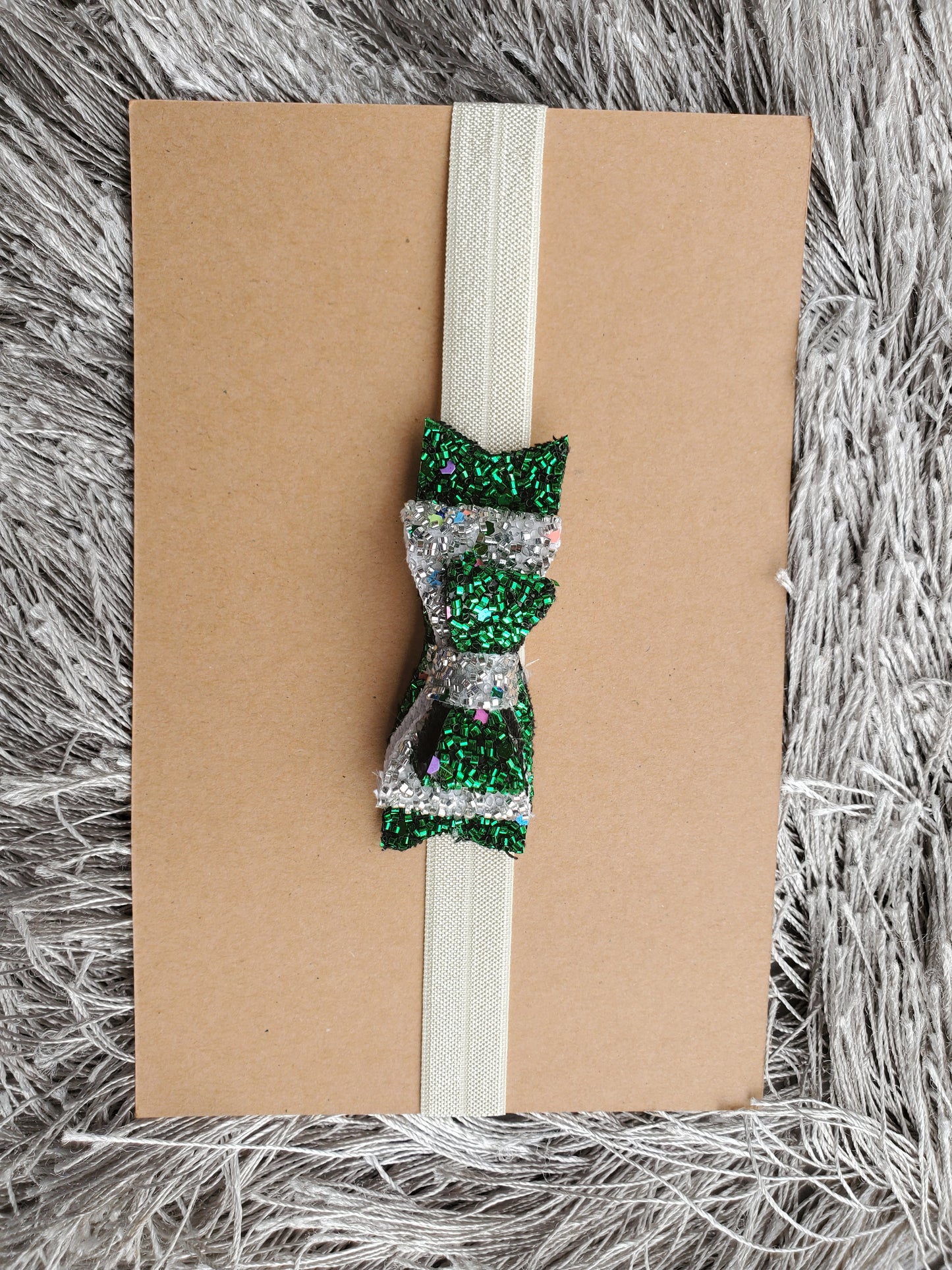 Tinsel glitter bow, christmas headpiece,