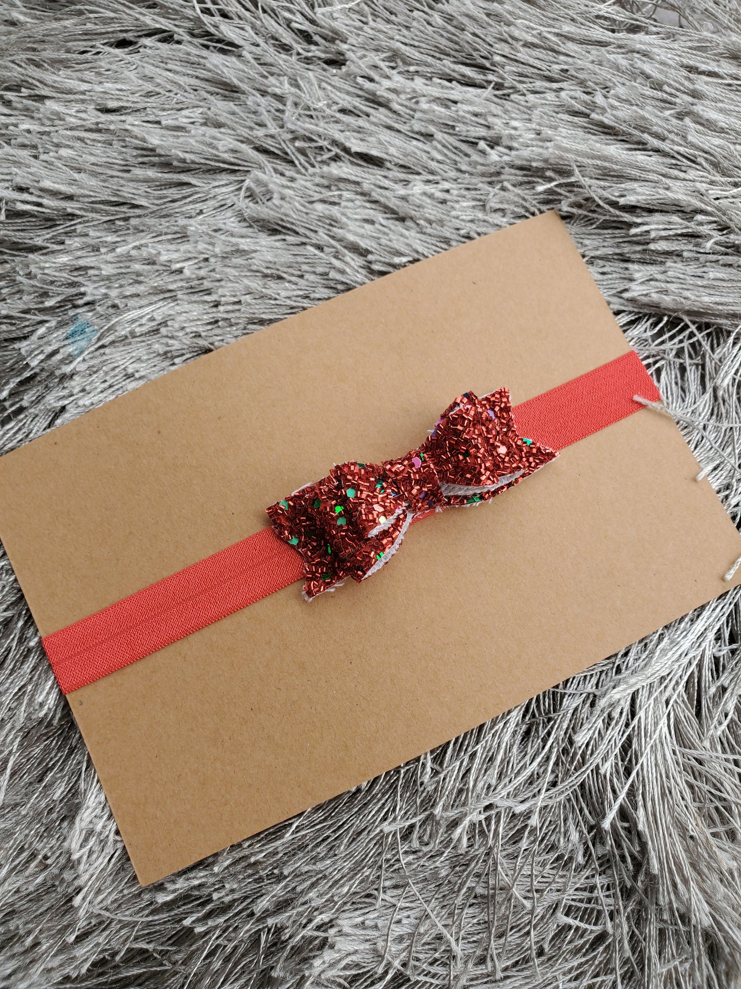 Tinsel glitter bow, christmas headpiece,