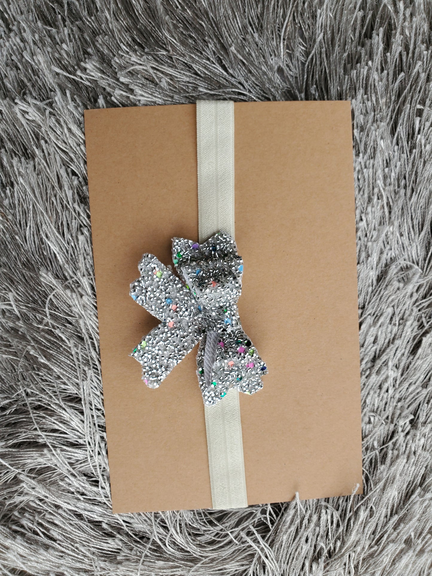 Tinsel glitter bow, christmas headpiece,