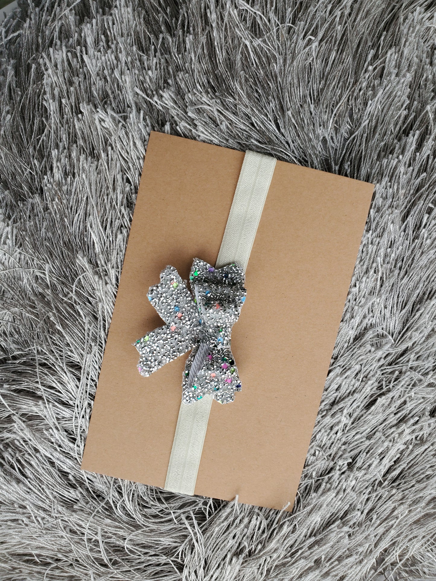Tinsel glitter bow, christmas headpiece,