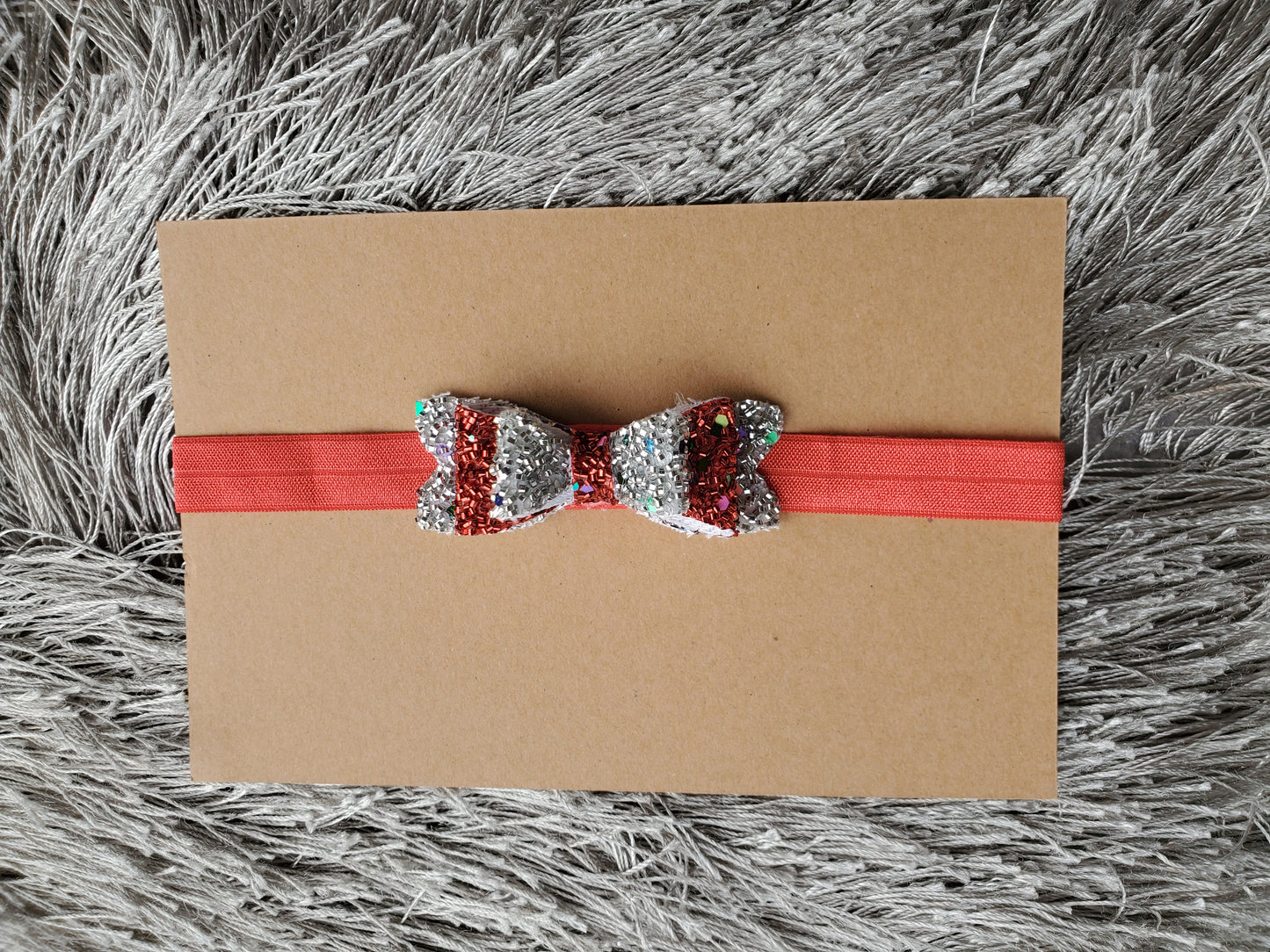Tinsel glitter bow, christmas headpiece,