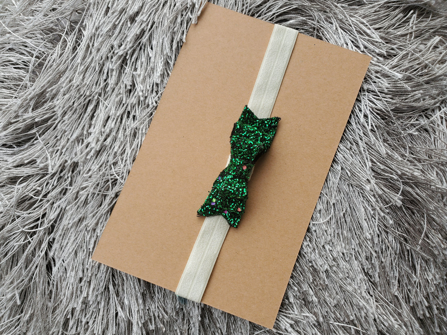 Tinsel glitter bow, christmas headpiece,