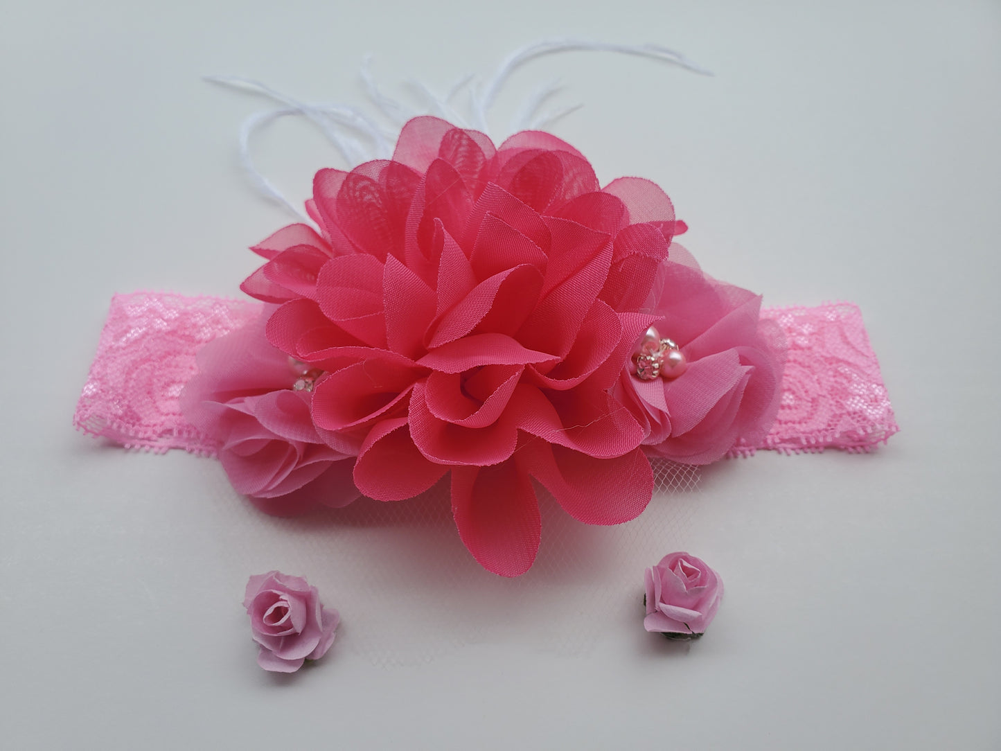 Baby, Toddler girls flower headband. Christening headpiece