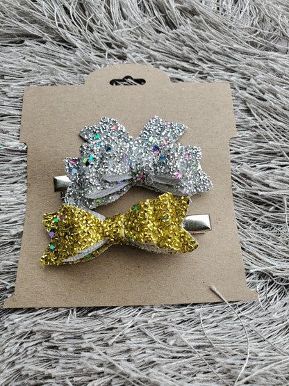 Tinsel glitter bow, christmas headpiece,
