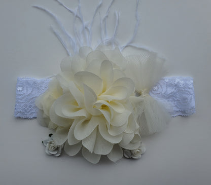 Baby, Toddler girls flower headband. Christening headpiece